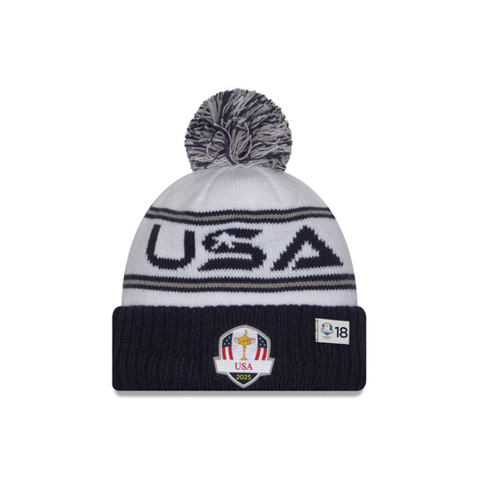 2025 Ryder Cup Team USA White Pom Knit Hat - New Era Cap