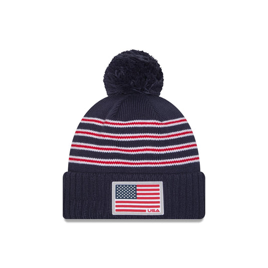 2025 Ryder Cup Team USA Flag Pom Knit Hat - New Era Cap