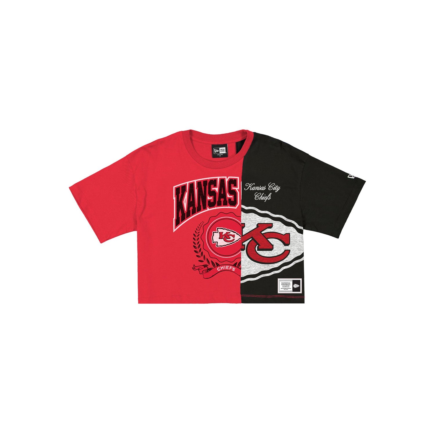 Kansas City Chiefs Team Split Women's Cropped Short-Sleeve T-Shirt