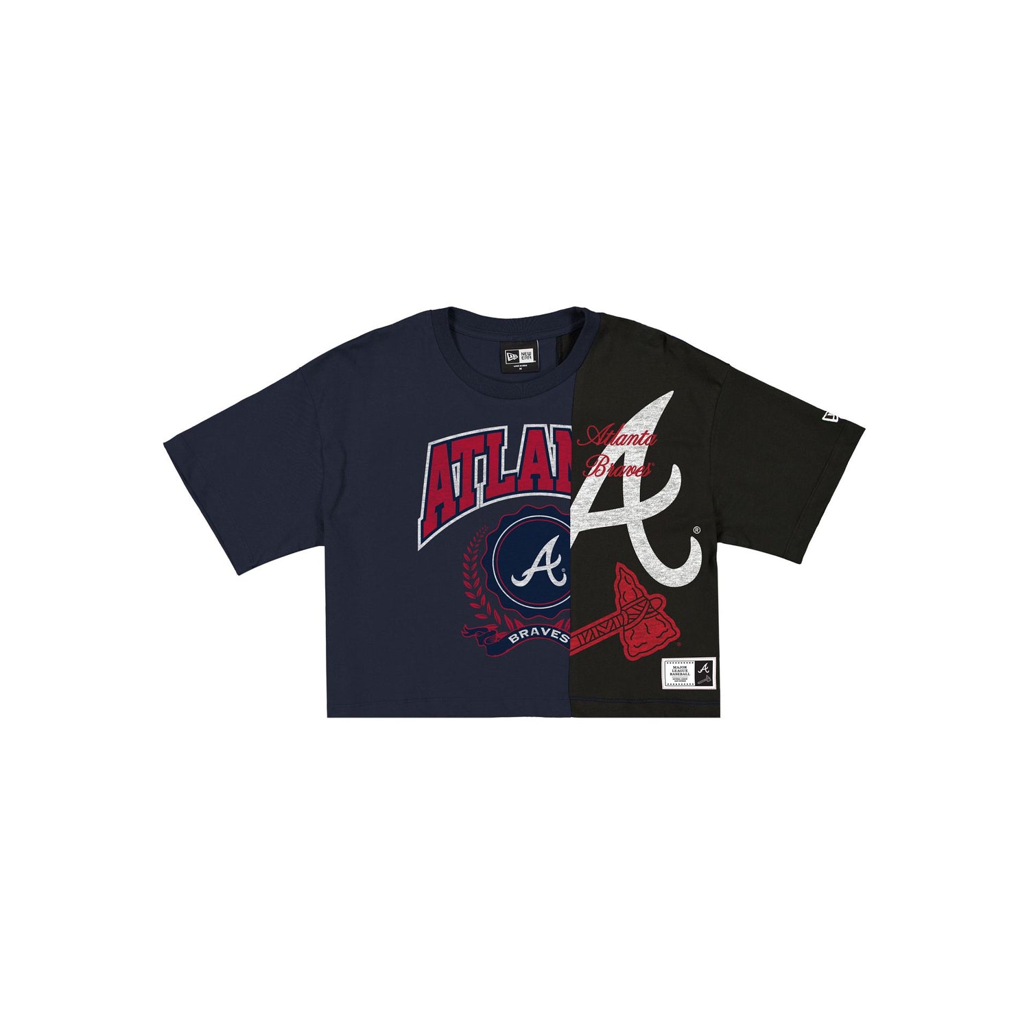 Atlanta Braves Team Split Women's Cropped Short-Sleeve T-Shirt