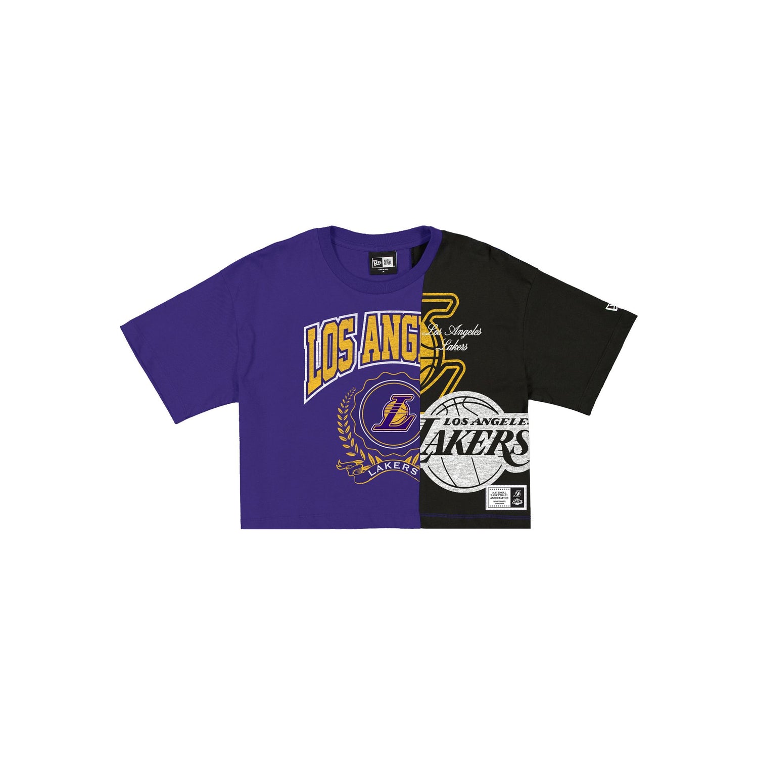Los Angeles Lakers Team Split Women's Cropped Short-Sleeve T-Shirt