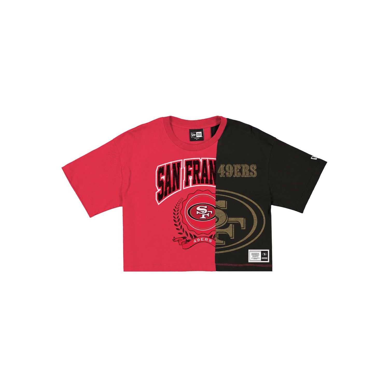 San Francisco 49ers Team Split Women's Cropped Short-Sleeve T-Shirt