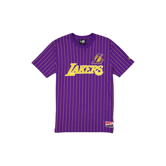 Los Angeles Lakers Throwback Retro Pinstripe T-Shirt - New Era Cap