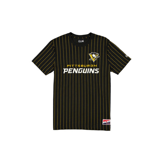 Pittsburgh Penguins Throwback Retro Pinstripe T-Shirt - New Era Cap