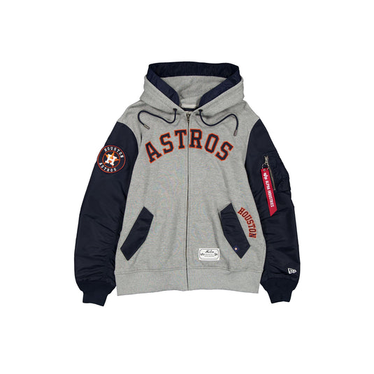 Alpha Industries x Houston Astros Gray MA-1 Full Zip Fleece Jacket - New Era Cap