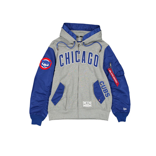 Alpha Industries x Chicago Cubs Gray MA-1 Full Zip Fleece Jacket - New Era Cap