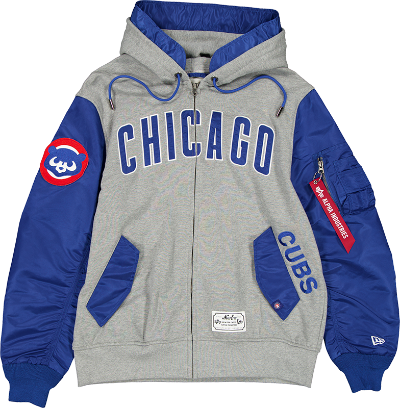 Alpha Industries x Chicago Cubs Gray MA-1 Full Zip Fleece Jacket