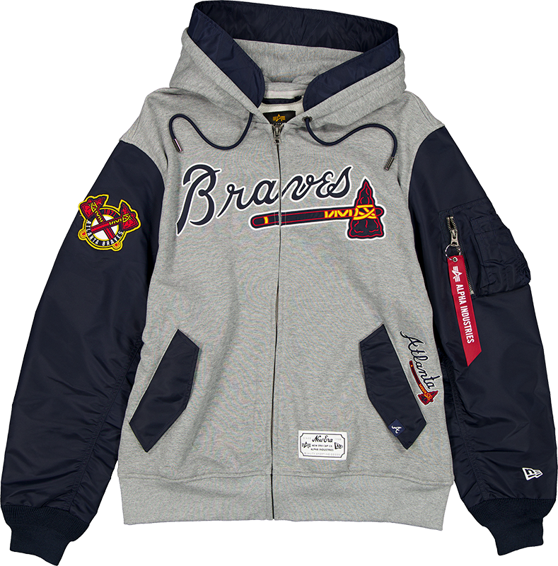 Alpha Industries x Atlanta Braves Gray MA-1 Full Zip Fleece Jacket