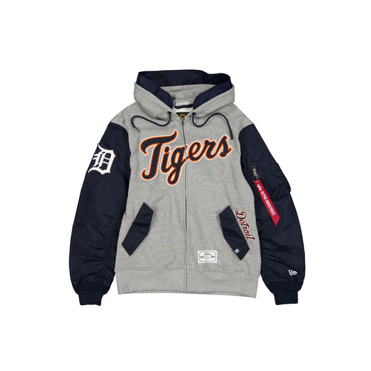 Alpha Industries x Detroit Tigers Gray MA-1 Full Zip Fleece Jacket - New Era Cap