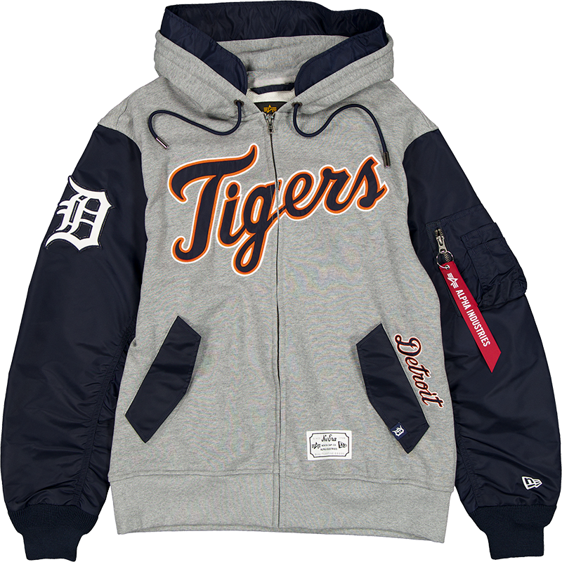 Alpha Industries x Detroit Tigers Gray MA-1 Full Zip Fleece Jacket