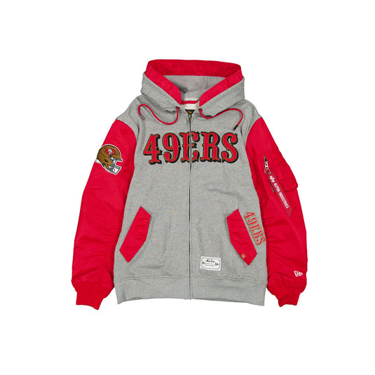 Alpha Industries x San Francisco 49ers Gray MA-1 Full Zip Fleece Jacket - New Era Cap
