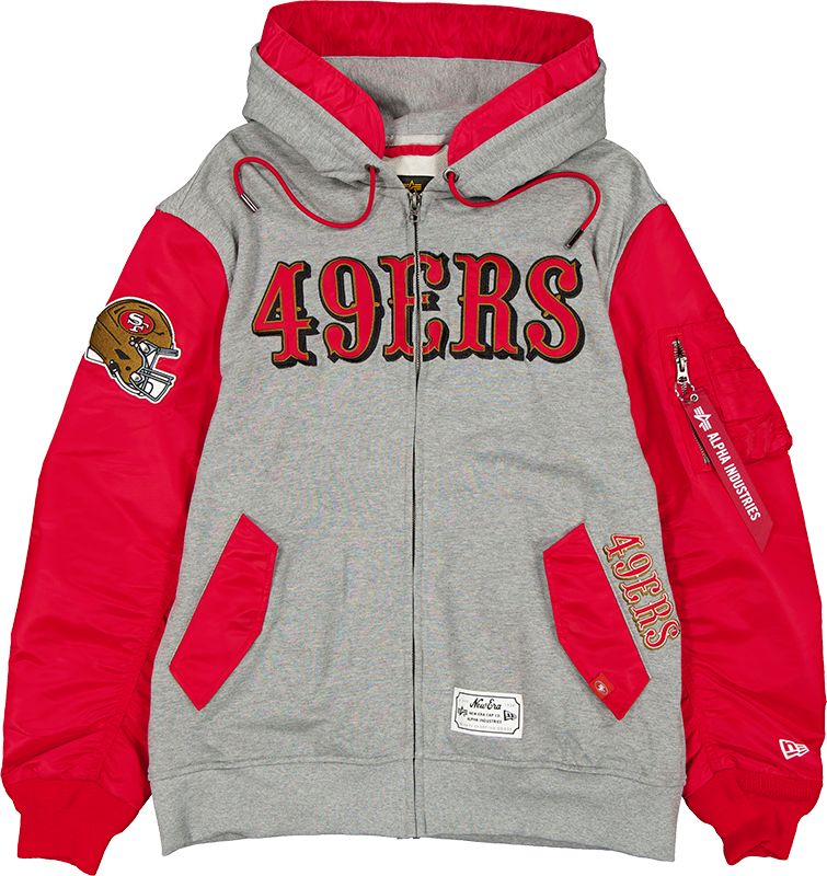 Alpha Industries x San Francisco 49ers Gray MA-1 Full Zip Fleece Jacket