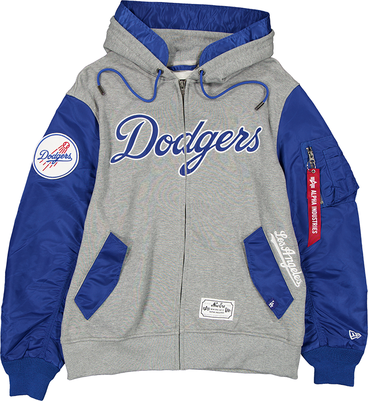 Alpha Industries x Los Angeles Dodgers Gray MA-1 Full Zip Fleece Jacket
