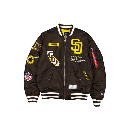 Alpha Industries x San Diego Padres Brown MA-1 Bomber Jacket - New Era Cap