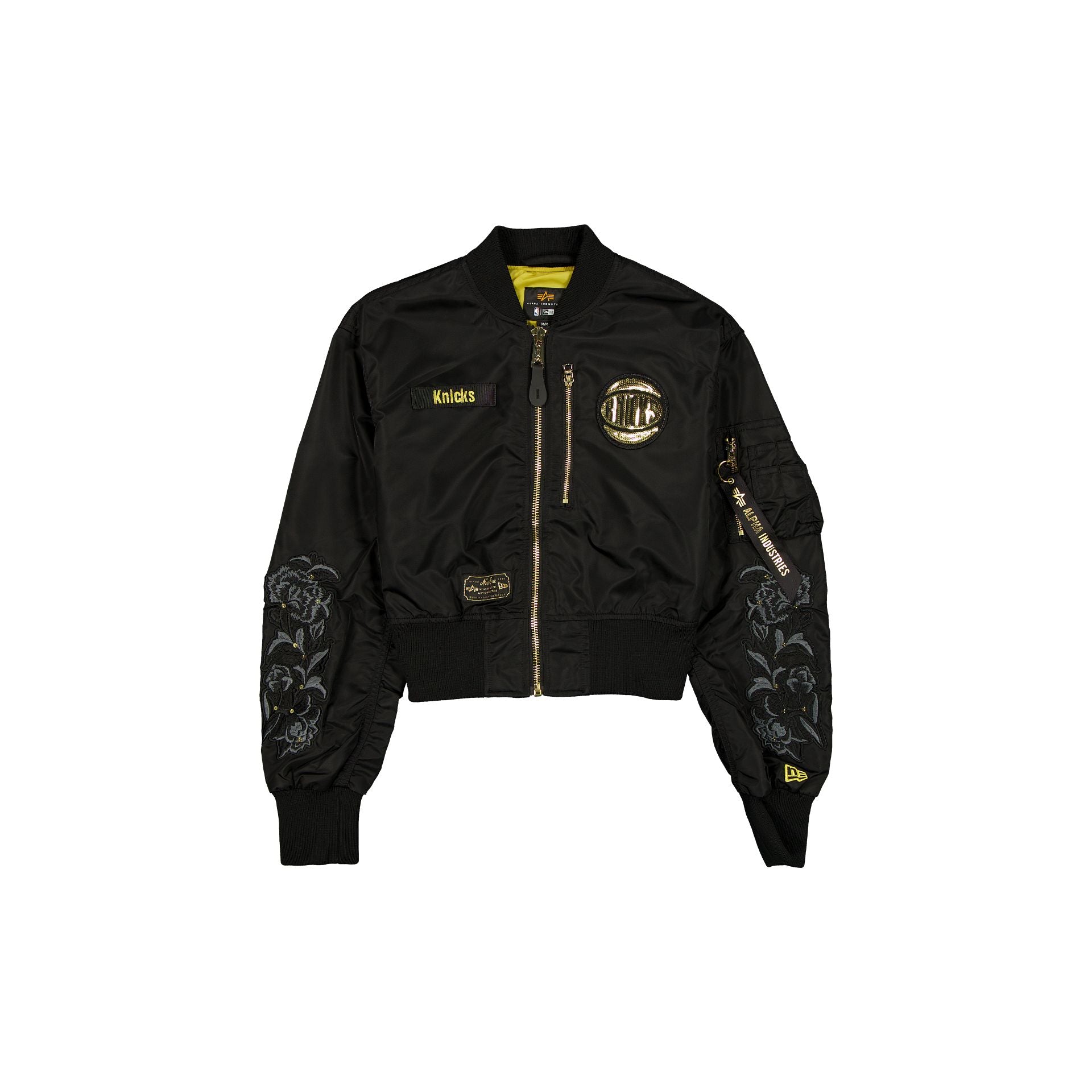 Alpha Industries x New York Knicks Black and Gold Women's Cropped