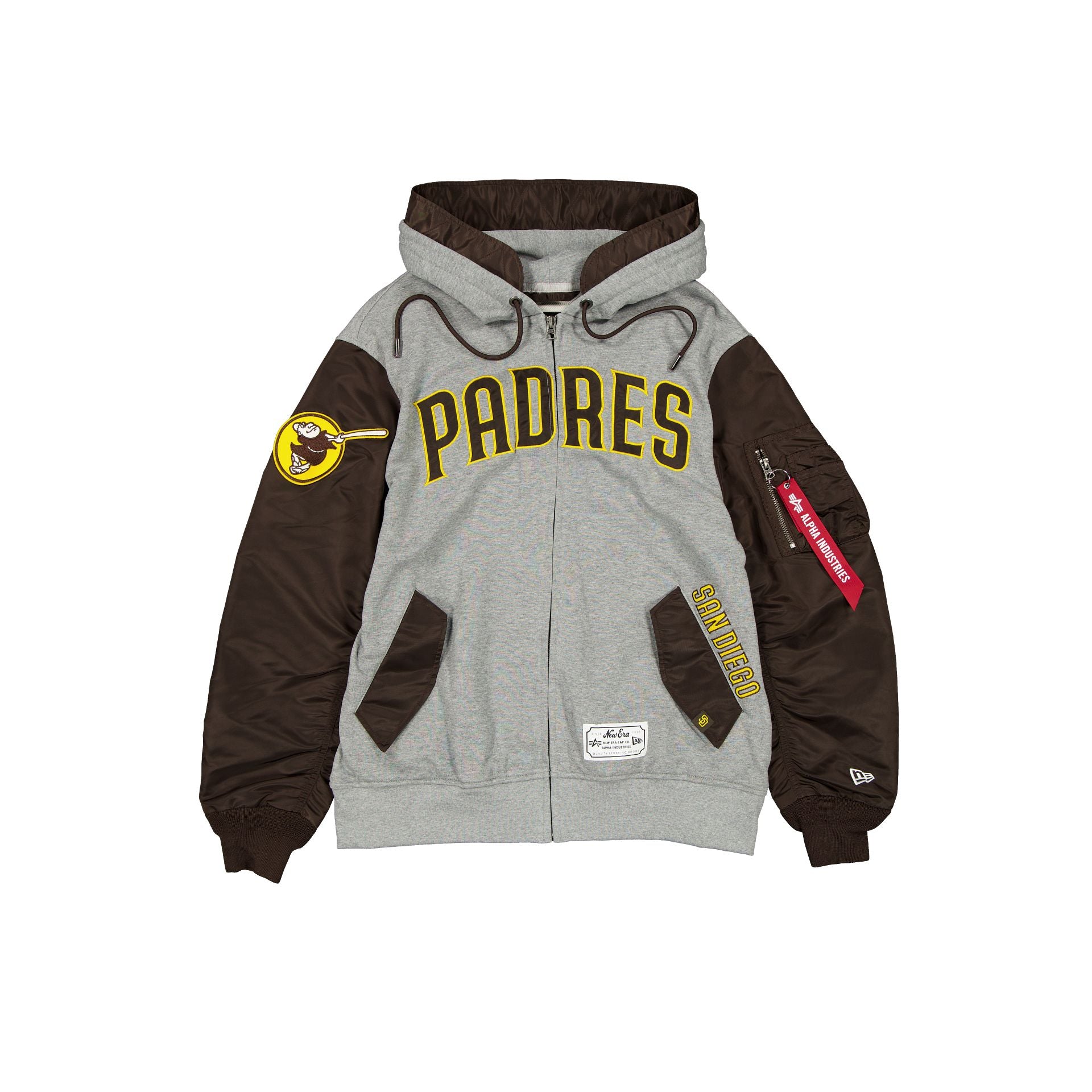 Alpha Industries x San Diego Padres Gray MA-1 Full Zip Fleece