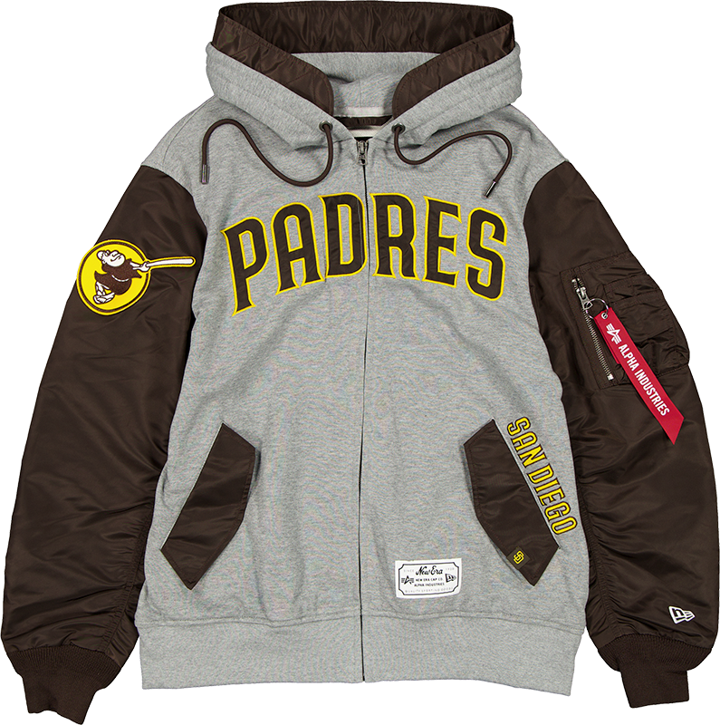 Alpha Industries x San Diego Padres Gray MA-1 Full Zip Fleece Jacket