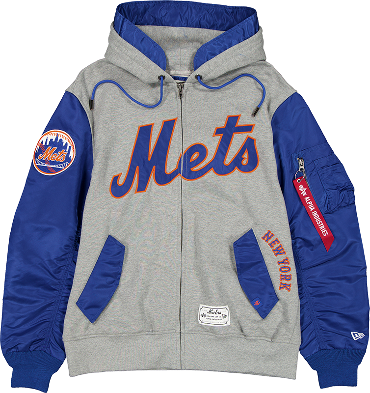 Alpha Industries x New York Mets Gray MA-1 Full Zip Fleece Jacket