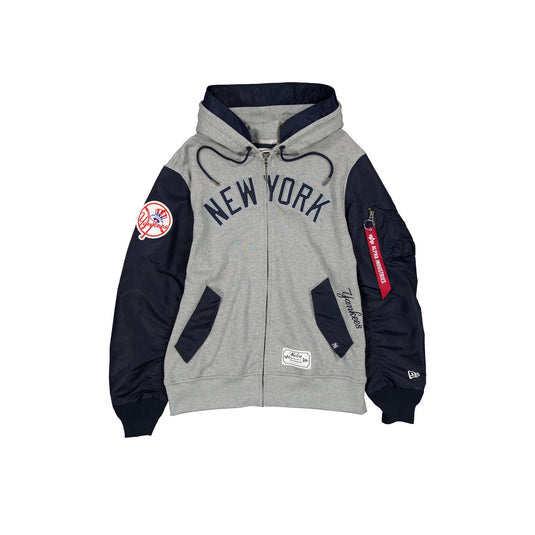 Alpha Industries x New York Yankees Gray MA-1 Full Zip Fleece Jacket - New Era Cap