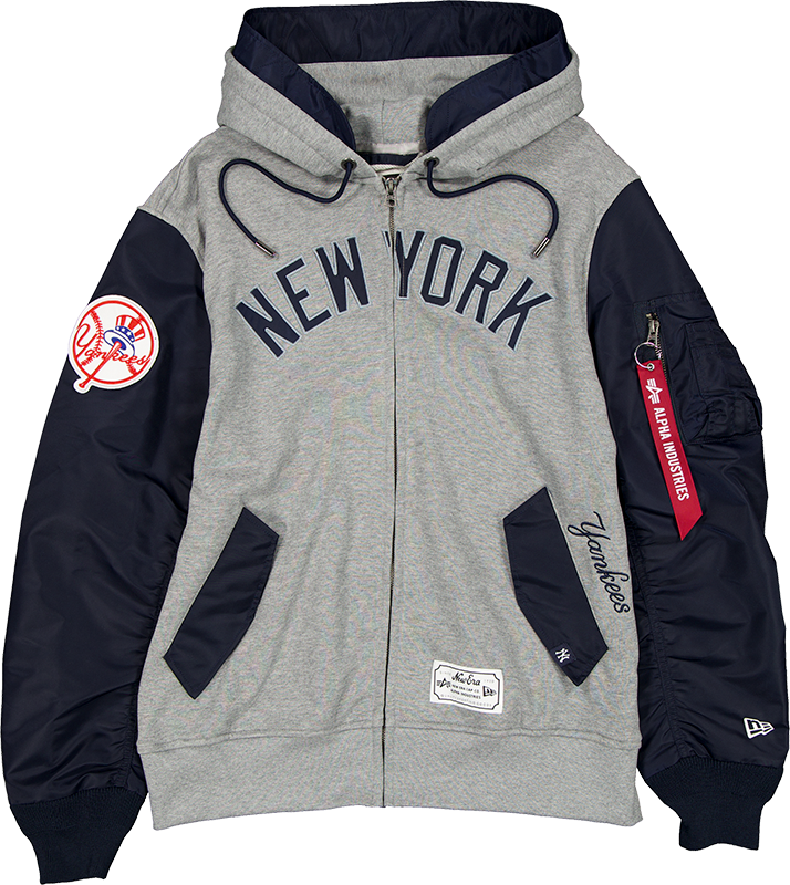 Alpha Industries x New York Yankees Gray MA-1 Full Zip Fleece Jacket