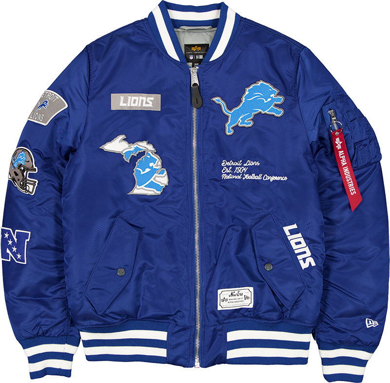 Alpha Industries x Detroit Lions Blue MA-1 Bomber Jacket