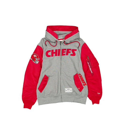 Alpha Industries x Kansas City Chiefs Gray MA-1 Full Zip Fleece Jacket - New Era Cap