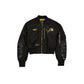 Alpha Industries x Detroit Lions Black and Gold Women's Cropped L-2B Bomber Jacket