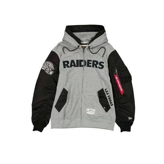 Alpha Industries x Las Vegas Raiders Gray MA-1 Full Zip Fleece Jacket - New Era Cap