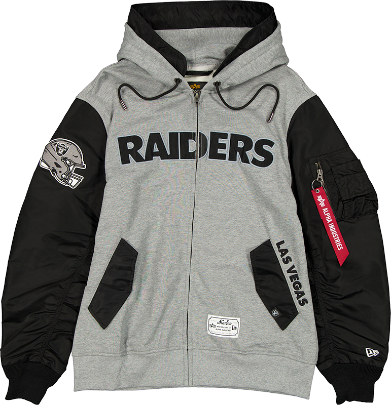 Alpha Industries x Las Vegas Raiders Gray MA-1 Full Zip Fleece Jacket
