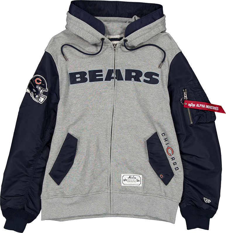 Alpha Industries x Chicago Bears Gray MA-1 Full Zip Fleece Jacket