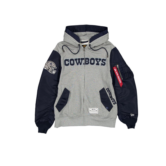 Alpha Industries x Dallas Cowboys Gray MA-1 Full Zip Fleece Jacket - New Era Cap