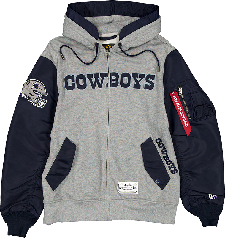 Alpha Industries x Dallas Cowboys Gray MA-1 Full Zip Fleece Jacket