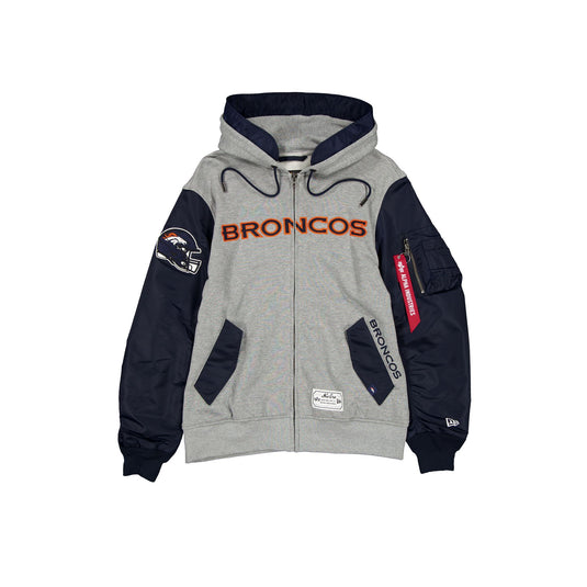 Alpha Industries x Denver Broncos Gray MA-1 Full Zip Fleece Jacket - New Era Cap