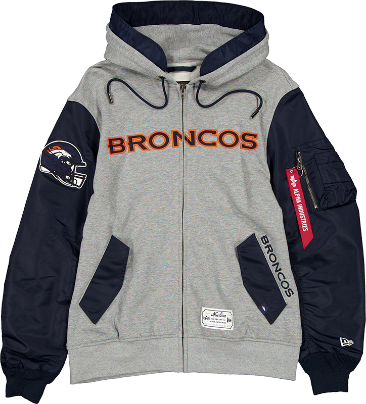 Alpha Industries x Denver Broncos Gray MA-1 Full Zip Fleece Jacket