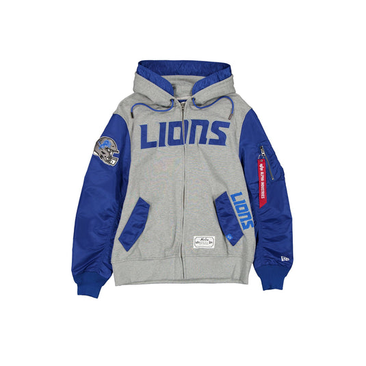 Alpha Industries x Detroit Lions Gray MA-1 Full Zip Fleece Jacket - New Era Cap
