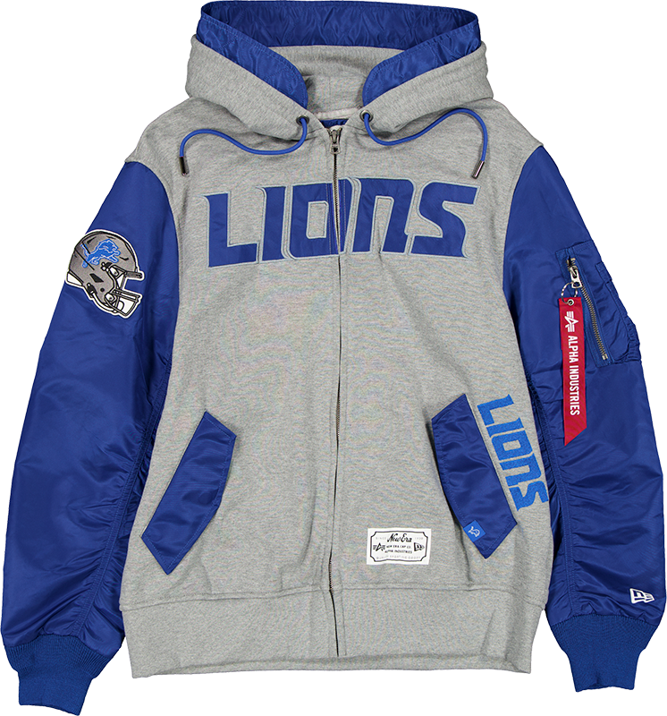 Alpha Industries x Detroit Lions Gray MA-1 Full Zip Fleece Jacket