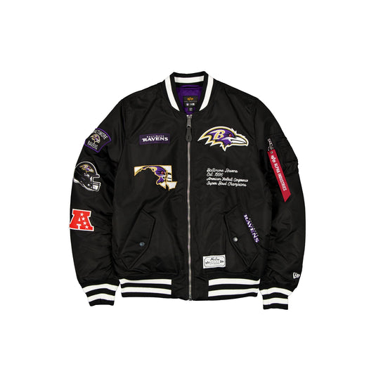 Alpha Industries x Baltimore Ravens Black MA-1 Bomber Jacket - New Era Cap