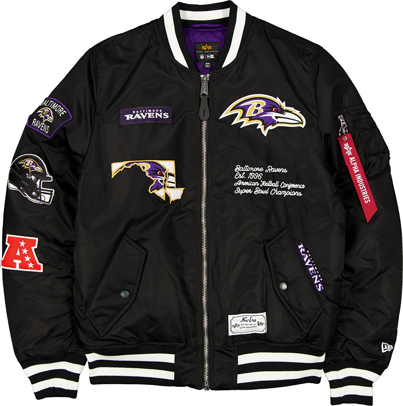 Alpha Industries x Baltimore Ravens Black MA-1 Bomber Jacket