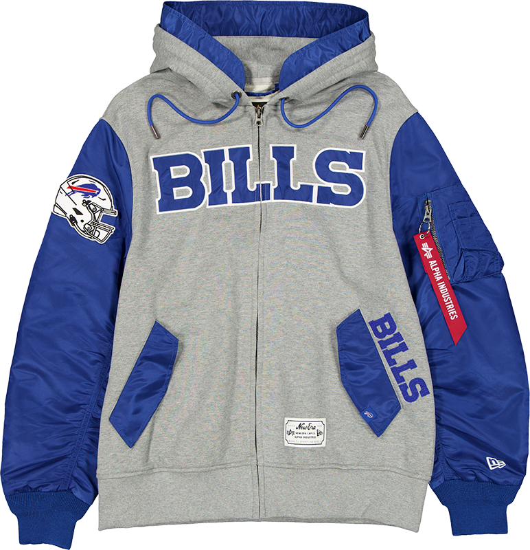 Alpha Industries x Buffalo Bills Gray MA-1 Full Zip Fleece Jacket
