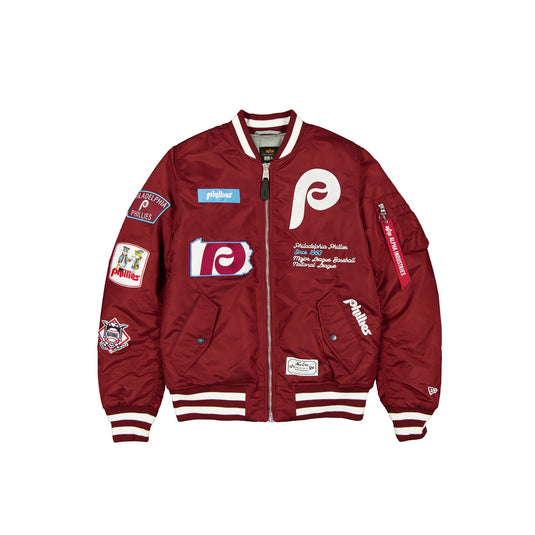Alpha Industries x Philadelphia Phillies Cooperstown Maroon MA-1 Bomber Jacket - New Era Cap