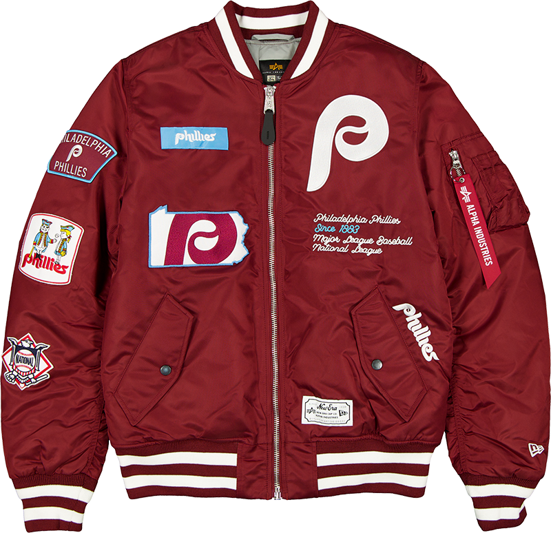Alpha Industries x Philadelphia Phillies Cooperstown Maroon MA-1 Bomber Jacket