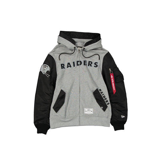 Alpha Industries x Las Vegas Raiders Historic Gray MA-1 Full Zip Fleece Jacket - New Era Cap