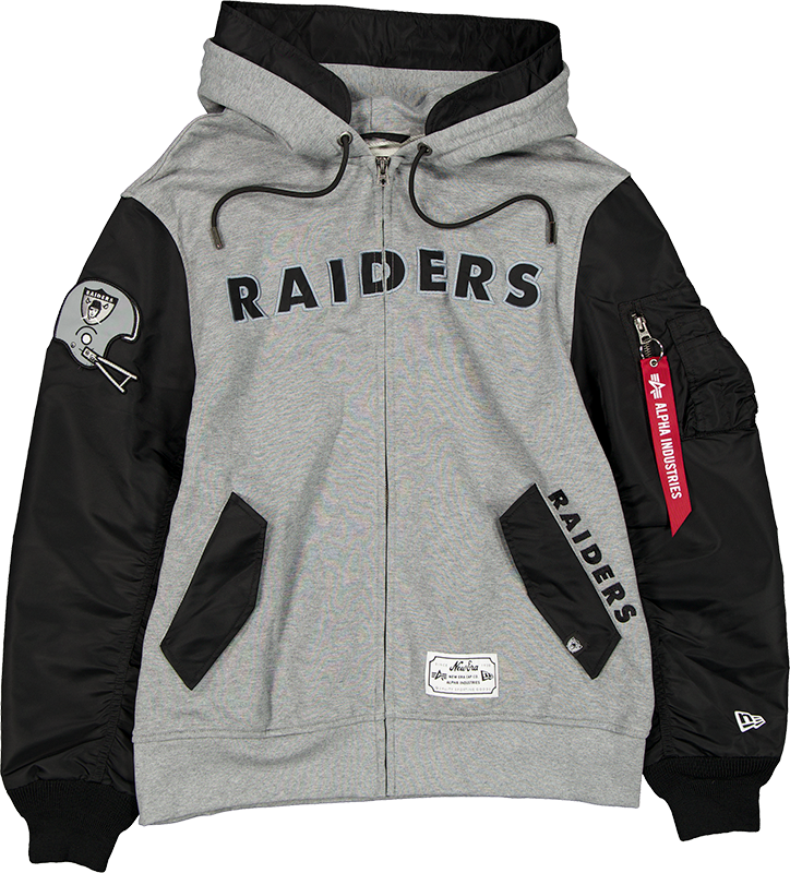 Alpha Industries x Las Vegas Raiders Historic Gray MA-1 Full Zip Fleece Jacket