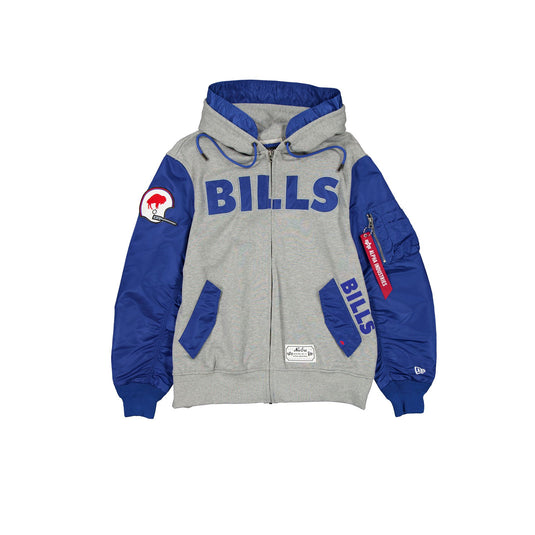 Alpha Industries x Buffalo Bills Historic Gray MA-1 Full Zip Fleece Jacket - New Era Cap