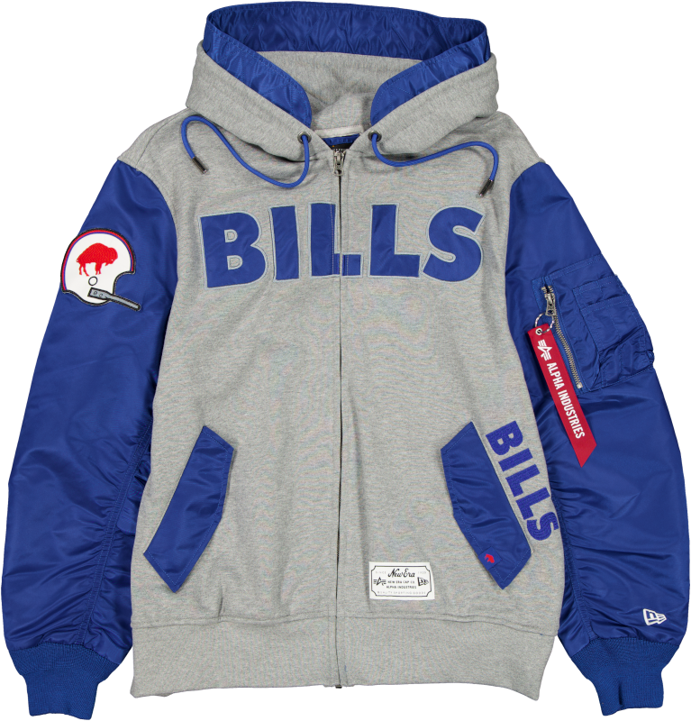 Alpha Industries x Buffalo Bills Historic Gray MA-1 Full Zip Fleece Jacket