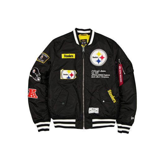 Alpha Industries x Pittsburgh Steelers Black MA-1 Bomber Jacket - New Era Cap