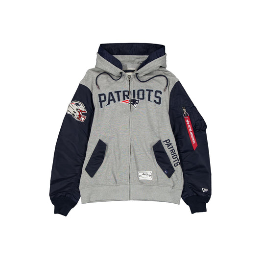 Alpha Industries x New England Patriots Gray MA-1 Full Zip Fleece Jacket - New Era Cap
