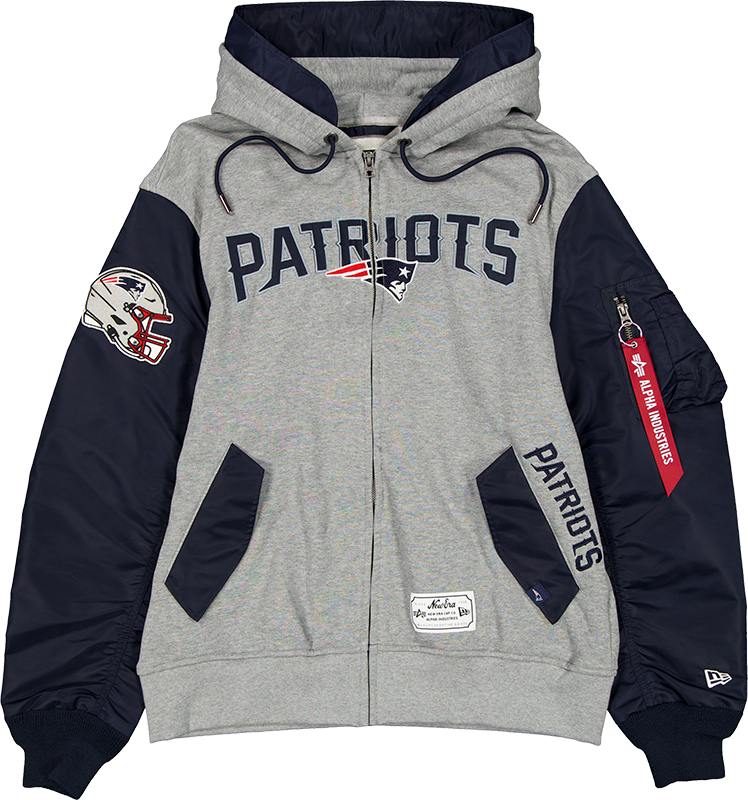 Alpha Industries x New England Patriots Gray MA-1 Full Zip Fleece Jacket
