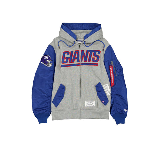 Alpha Industries x New York Giants Gray MA-1 Full Zip Fleece Jacket - New Era Cap