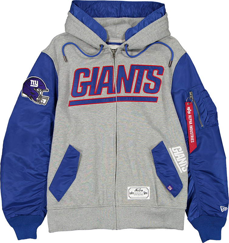 Alpha Industries x New York Giants Gray MA-1 Full Zip Fleece Jacket